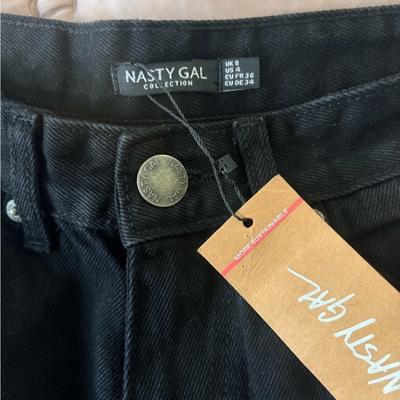 NWT Nasty Gal Petite Organic Distressed Straight Leg Jeans - Picture 3 of 8